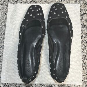 Black rhinestone mesh flats